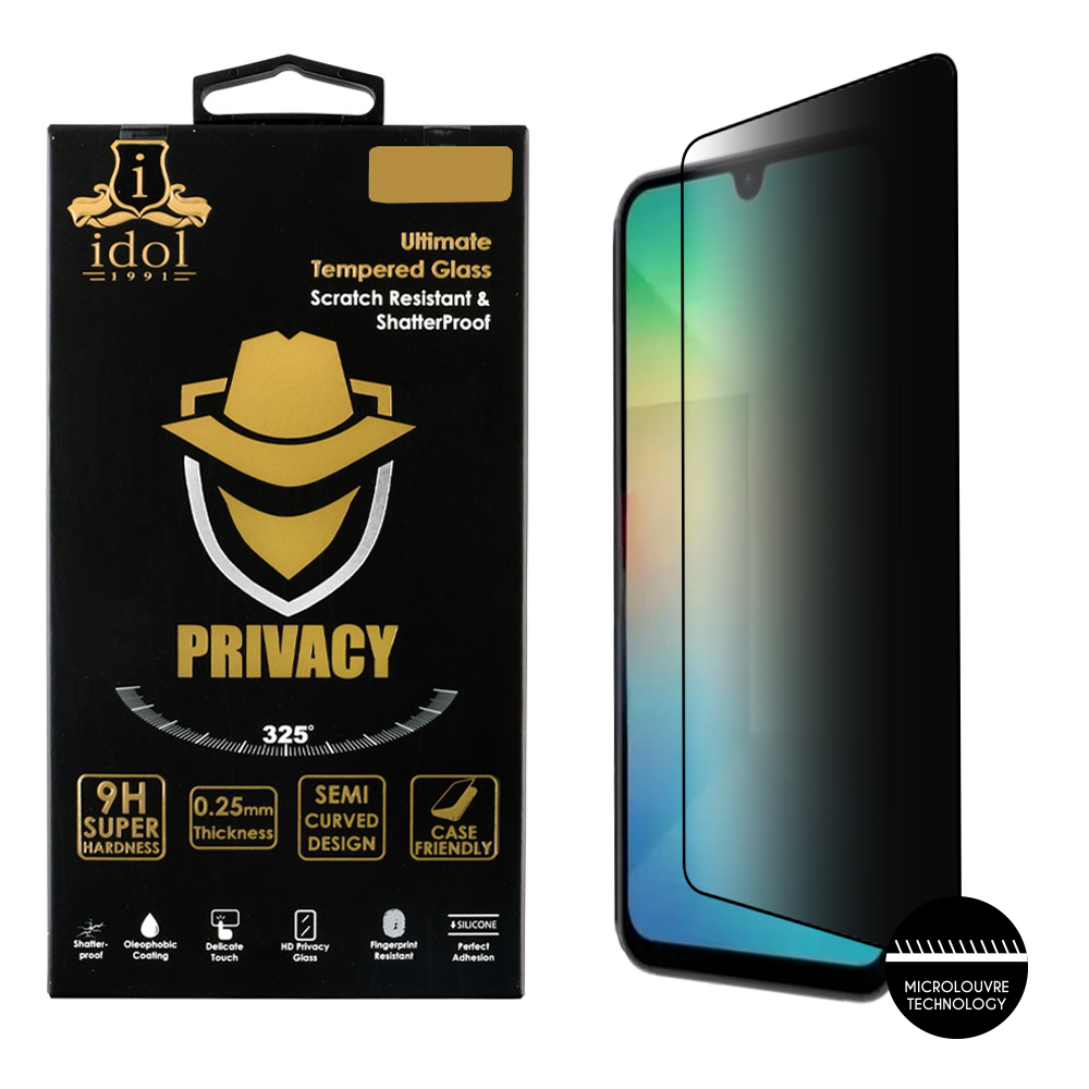 IDOL 1991 TEMPERED GLASS SAMSUNG A26 5G A266 6.7" 9H 0.25mm PRIVACY ANTISPY SEMI CURVED FULL GLUE BLACK