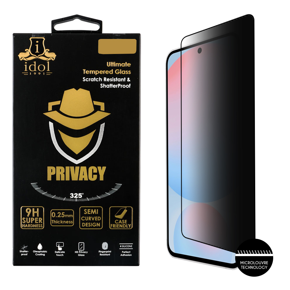 IDOL 1991 TEMPERED GLASS SAMSUNG A56 5G A566 6.7" 9H 0.25mm PRIVACY ANTISPY SEMI CURVED FULL GLUE BLACK