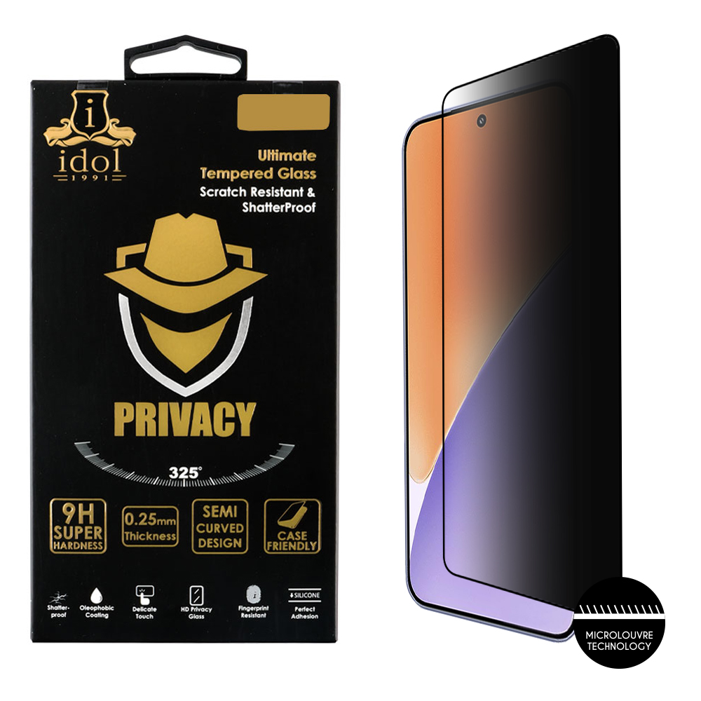 IDOL 1991 TEMPERED GLASS XIAOMI 15 5G 6.36" 9H 0.2mm PRIVACY ANTISPY SEMI CURVED FULL GLUE BLACK