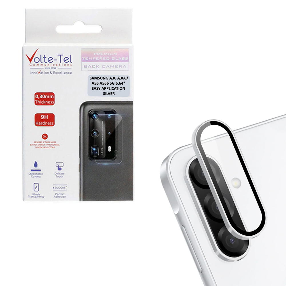 VOLTE-TEL CAMERA GLASS COVER SAMSUNG A36 A366/A56 A566 5G 6.7" 9H 0.33MM EASY APPLICATION SILVER