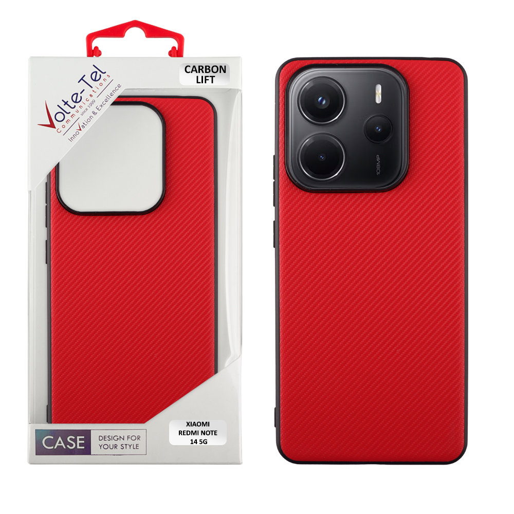 VOLTE-TEL ΘΗΚΗ XIAOMI REDMI NOTE 14 5G 6.67" CARBON LIFT FULL CAMERA PROTECTION RED