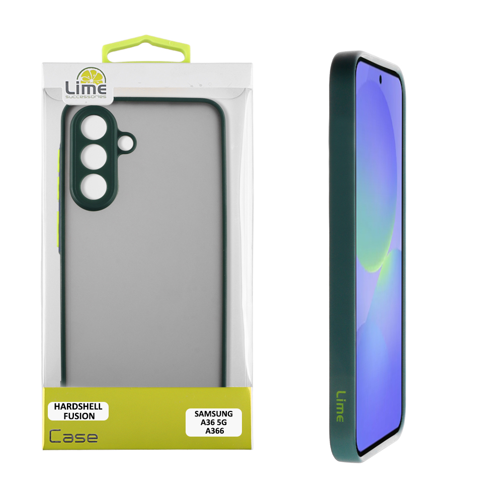 LIME ΘΗΚΗ SAMSUNG A36 5G A366 6.7" HARDSHELL FUSION FULL CAMERA PROTECTION GREEN WITH YELLOW KEYS