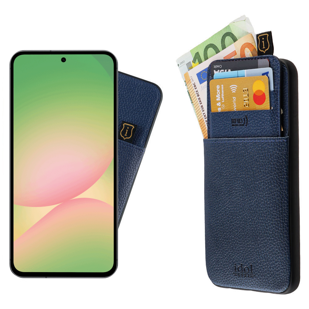 IDOL 1991 ΘΗΚΗ SAMSUNG A56 5G A566 6.64" ANTI-RFID LEATHER SMART WALLET CAMERA GUARD BLUE