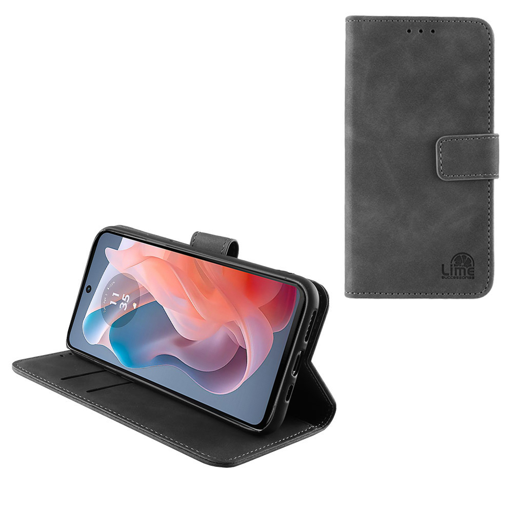 LIME ΘΗΚΗ MOTOROLA MOTO G POWER 5G 6.8" ESSENTIAL MAGNET BOOK STAND CLIP GREY