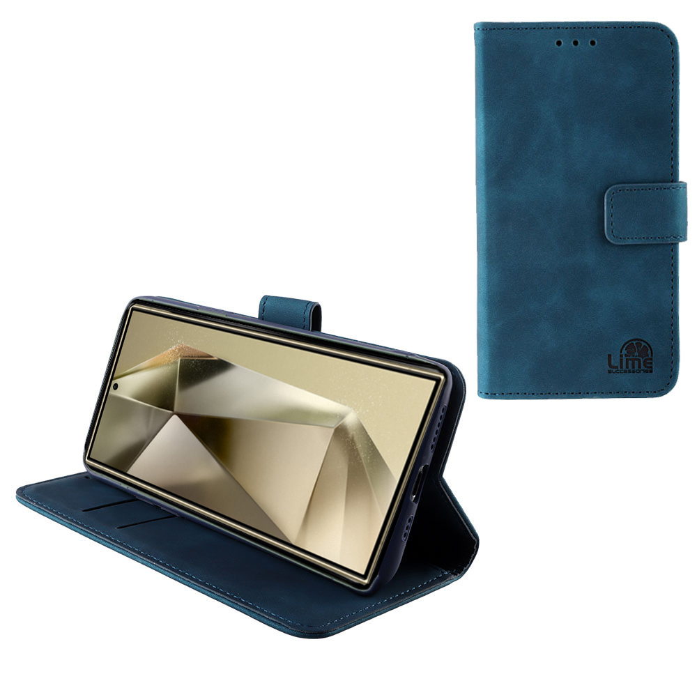 LIME ΘΗΚΗ SAMSUNG S25 ULTRA 5G S938 6.9" ESSENTIAL MAGNET BOOK STAND CLIP DARK BLUE