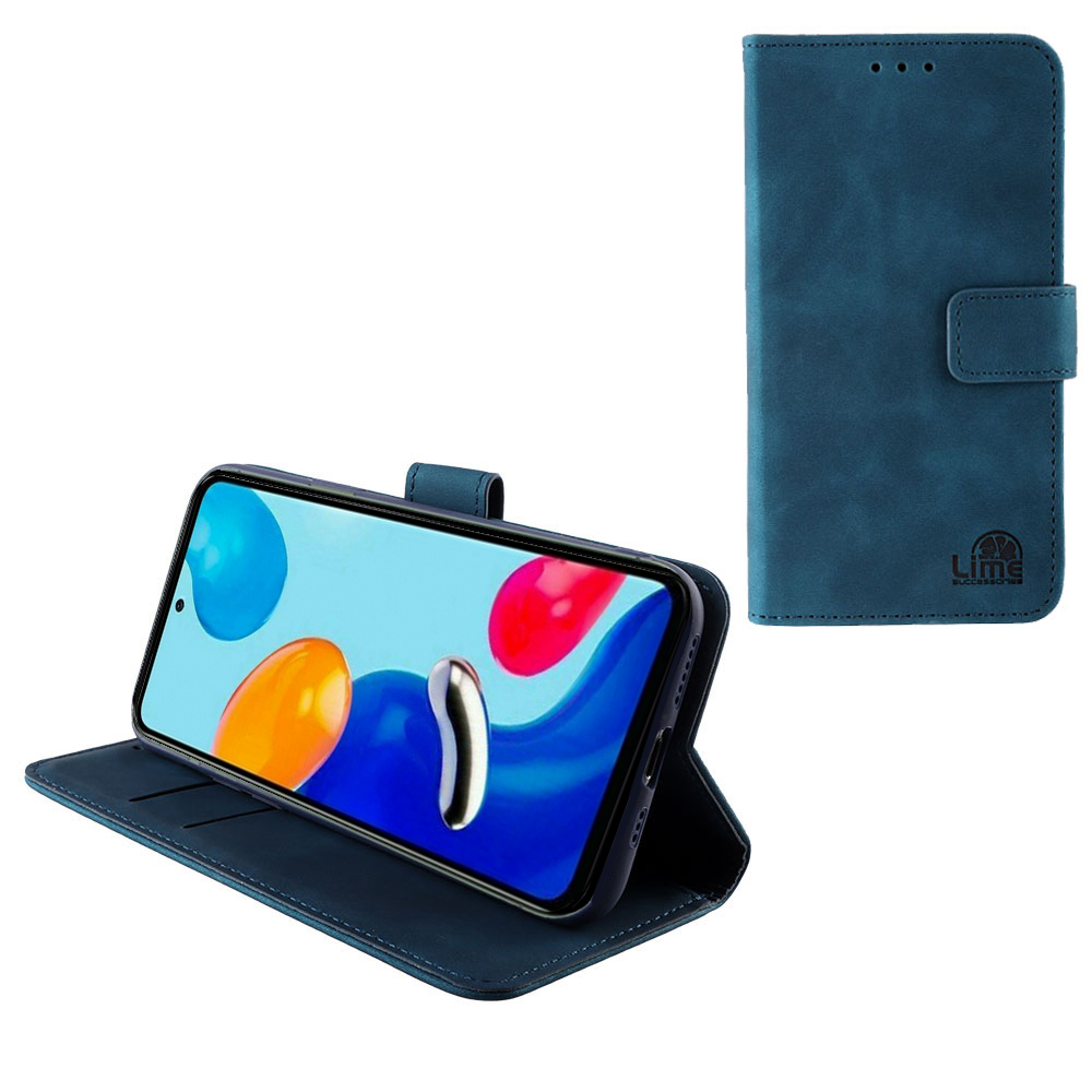 LIME ΘΗΚΗ XIAOMI REDMI NOTE 11/REDMI NOTE 11S 6.43" ESSENTIAL MAGNET BOOK STAND CLIP DARK BLUE