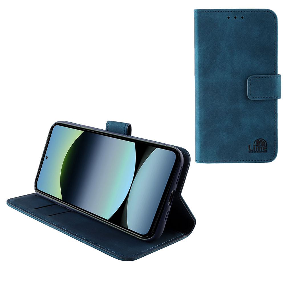 LIME ΘΗΚΗ XIAOMI REDMI NOTE 14 5G 6.67" ESSENTIAL MAGNET BOOK STAND CLIP DARK BLUE