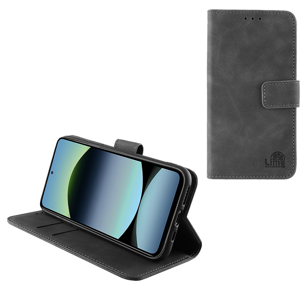 LIME ΘΗΚΗ XIAOMI REDMI NOTE 14 5G 6.67" ESSENTIAL MAGNET BOOK STAND CLIP GREY