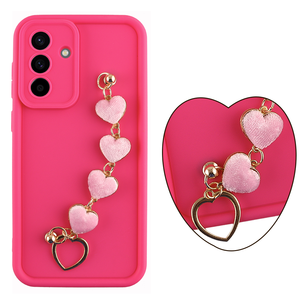 VOLTE-TEL ΘΗΚΗ SAMSUNG A36 5G A366 6.7" SILICON TPU WITH STRAP FULL CAMERA PROTECTION PINK WITH PINK HEARTS