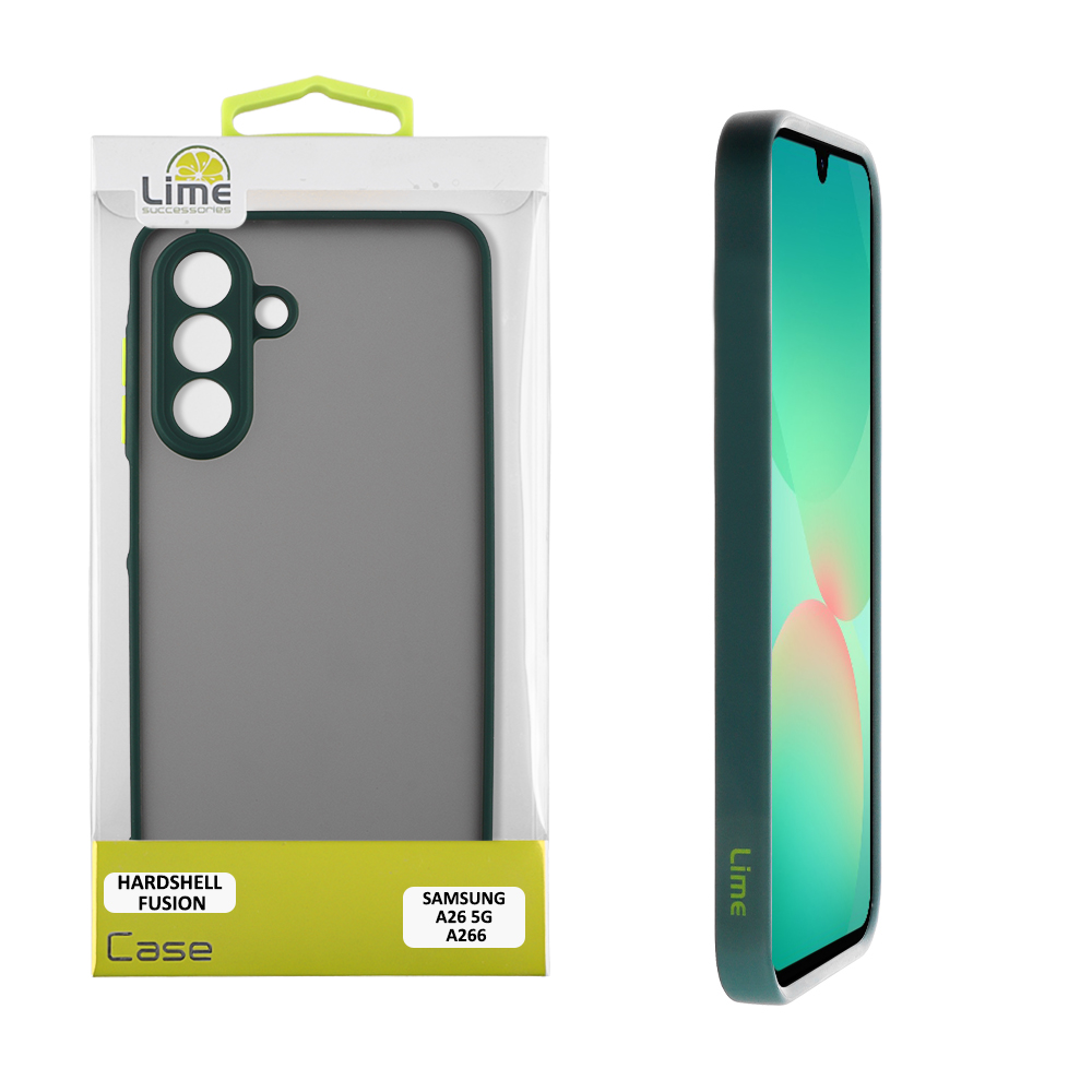 LIME ΘΗΚΗ SAMSUNG A26 5G A266 6.7" HARDSHELL FUSION FULL CAMERA PROTECTION GREEN WITH YELLOW KEYS