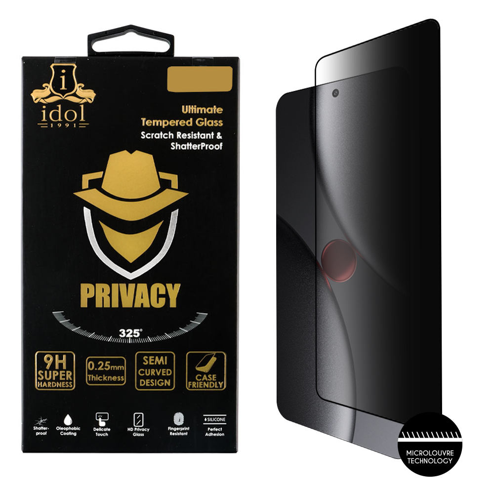 IDOL 1991 TEMPERED GLASS XIAOMI 15 ULTRA 5G 6.73" 9H 0.25mm PRIVACY ANTISPY 3D SEMI CURVED EDGE GLUE BLACK
