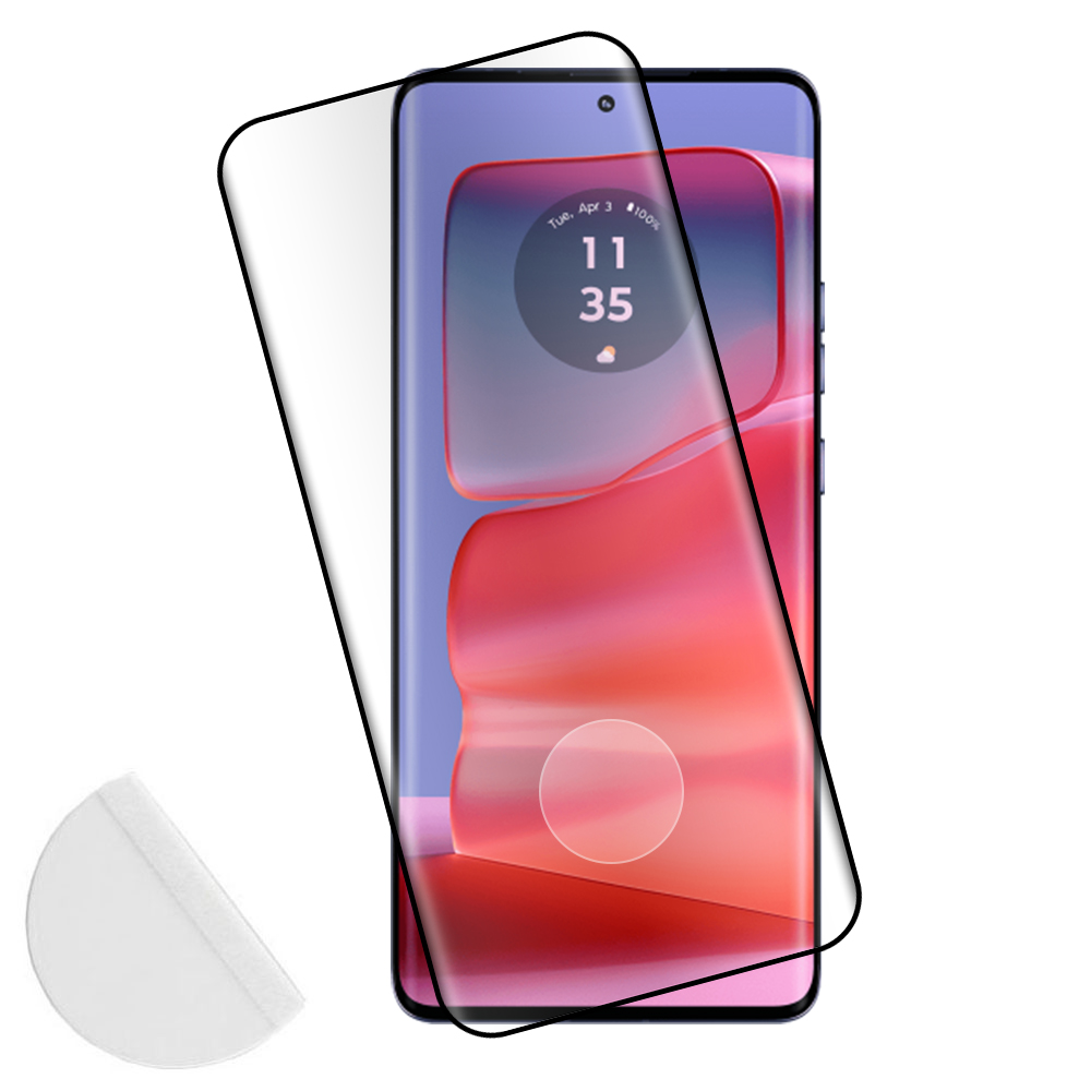 IDOL 1991 TEMPERED GLASS MOTOROLA EDGE 50 PRO 5G 6.7" 9H 0.30mm 3D FULL GLUE SEMI CURVED FINGER UNLOCK BLACK + SQUEEZY CARD