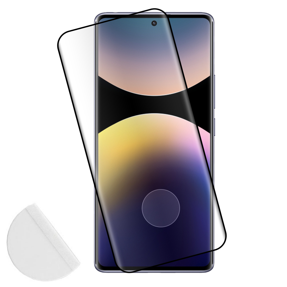 IDOL 1991 TEMPERED GLASS XIAOMI REDMI NOTE 14 PRO 4G 6.67" 9H 0.30mm 3D FULL GLUE SEMI CURVED FINGER UNLOCK BLACK + SQUEEZY CARD