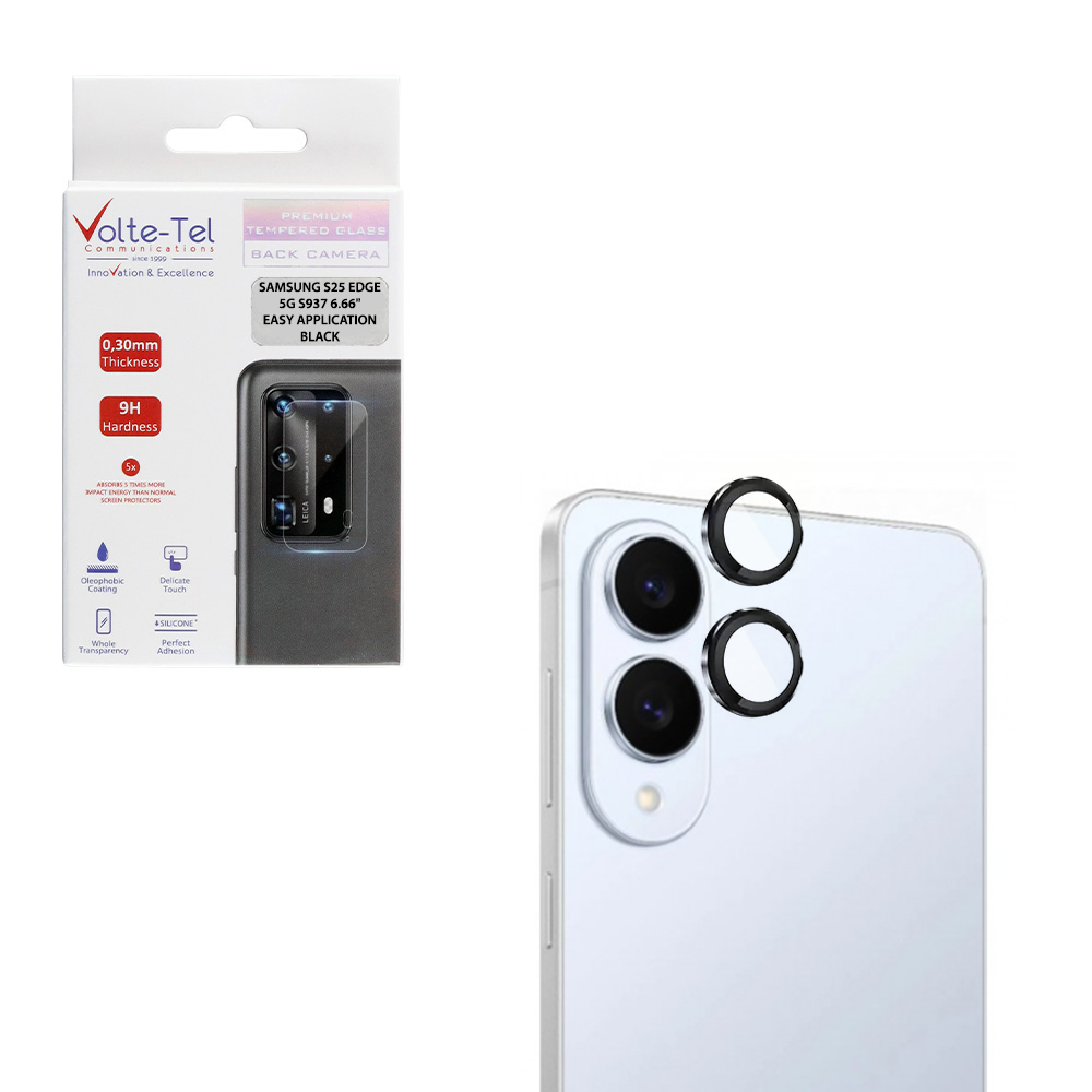 VOLTE-TEL CAMERA GLASS COVER SAMSUNG S25 EDGE 5G S937 6.66" 9H 0.30MM EASY APPLICATION BLACK