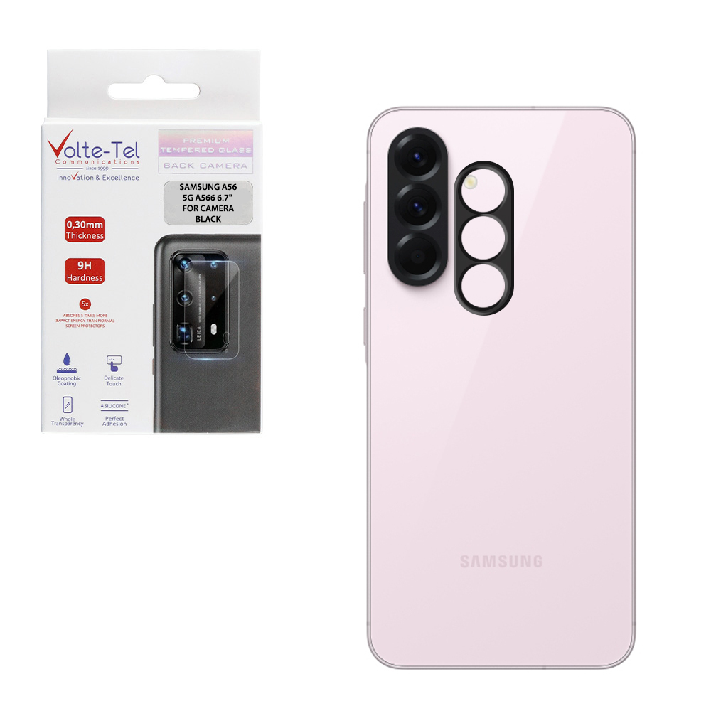 VOLTE-TEL TEMPERED GLASS SAMSUNG A56 5G A566 6.7" 9H 0.25mm 3D CURVED FOR CAMERA BLACK
