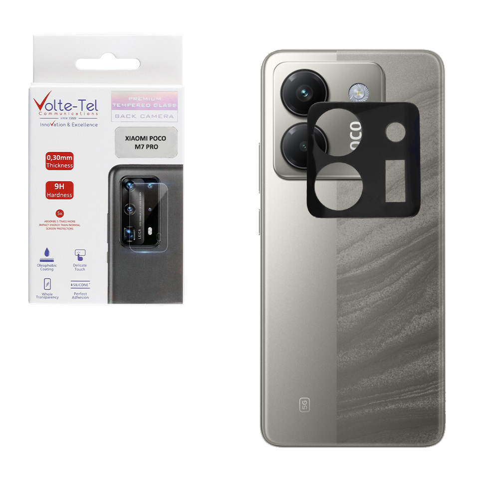 VOLTE-TEL TEMPERED GLASS XIAOMI POCO M7 PRO 5G 6.67" 9H 0.25mm 3D CURVED FOR CAMERA BLACK