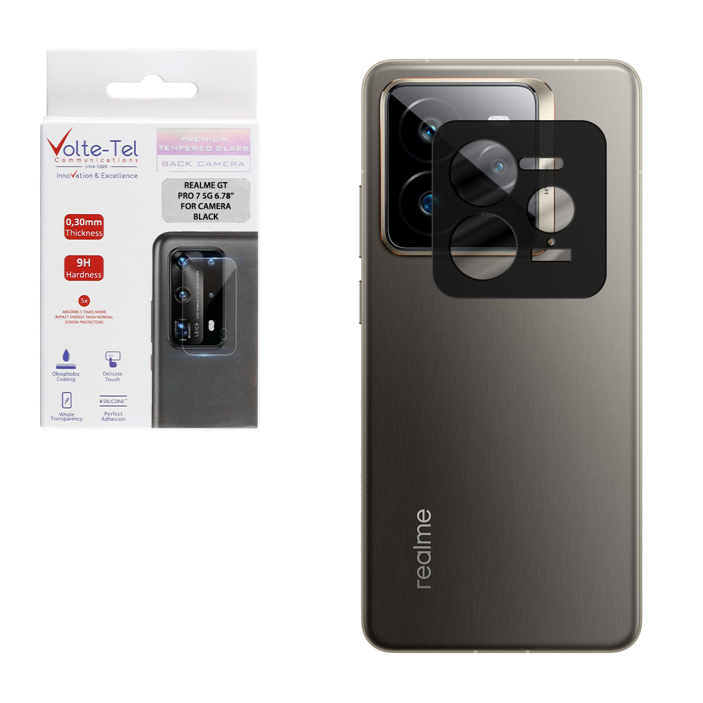 VOLTE-TEL TEMPERED GLASS REALME GT PRO 7 5G 6.78" 9H 0.25mm 3D CURVED FOR CAMERA BLACK