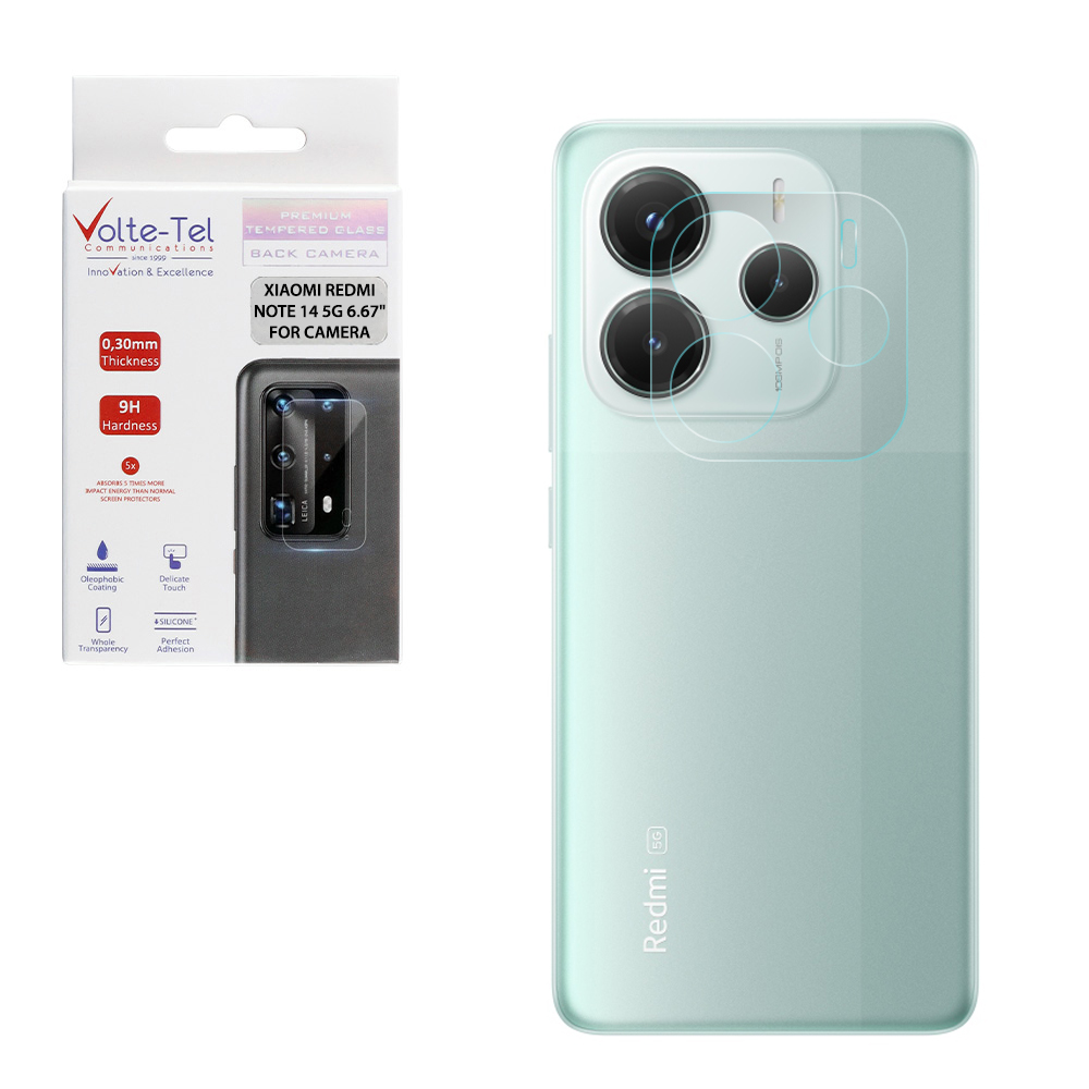 VOLTE-TEL TEMPERED GLASS XIAOMI REDMI NOTE 14 5G 6.67" 9H 0.30mm FOR CAMERA
