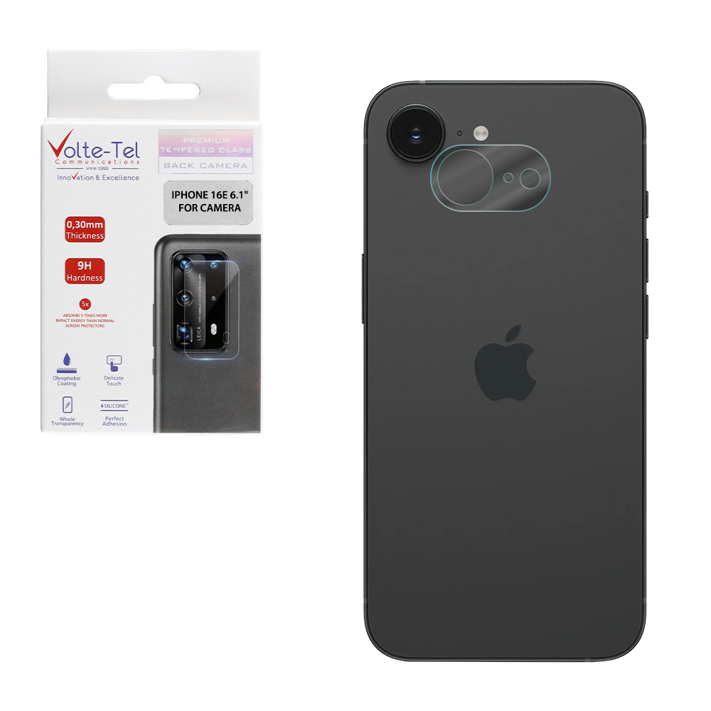 VOLTE-TEL TEMPERED GLASS IPHONE 16E 6.1" 9H 0.30mm FOR CAMERA