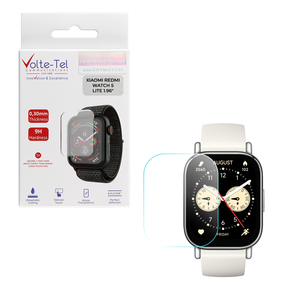 VOLTE-TEL TEMPERED GLASS XIAOMI REDMI WATCH 5 LITE 1.96" 9H 0.30mm 2.5D FULL GLUE FULL COVER