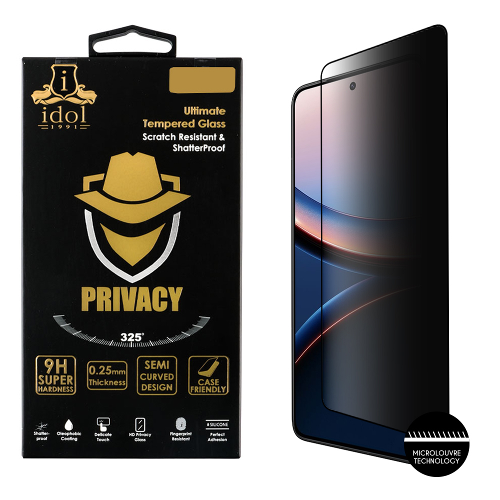 IDOL 1991 TEMPERED GLASS XIAOMI POCO F7 ULTRA 6.67" 9H 0.25mm PRIVACY ANTISPY SEMI CURVED FULL GLUE BLACK