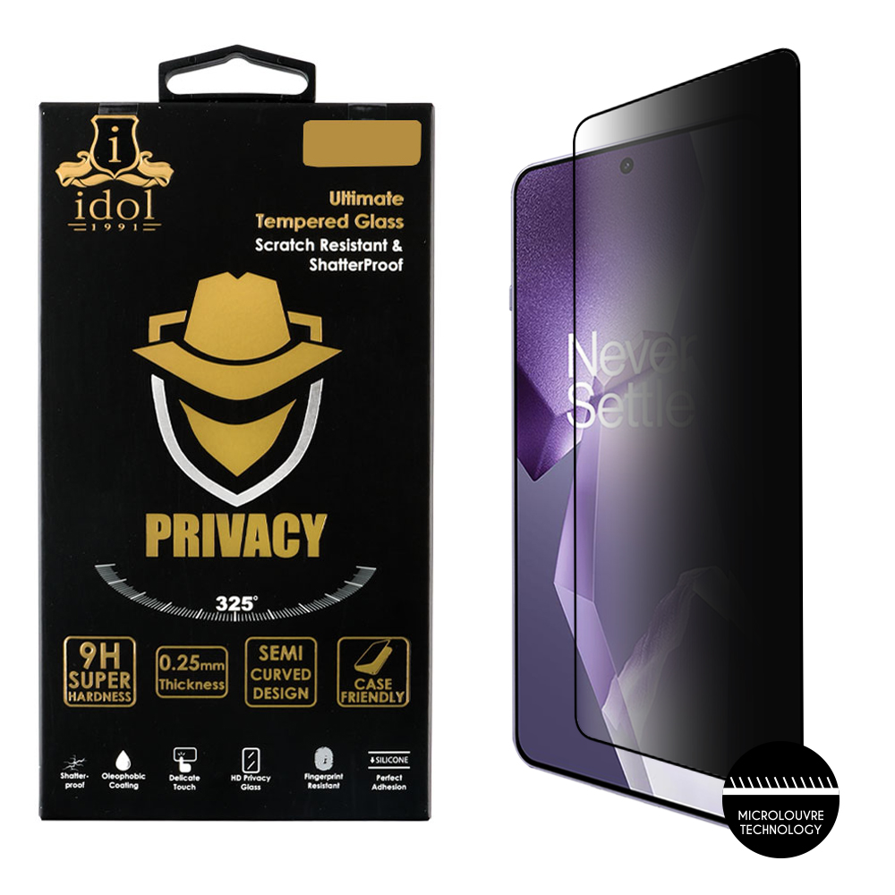 IDOL 1991 TEMPERED GLASS ONEPLUS ACE 5/ACE 5 PRO 6.78" 9H 0.25mm PRIVACY ANTISPY SEMI CURVED FULL GLUE BLACK