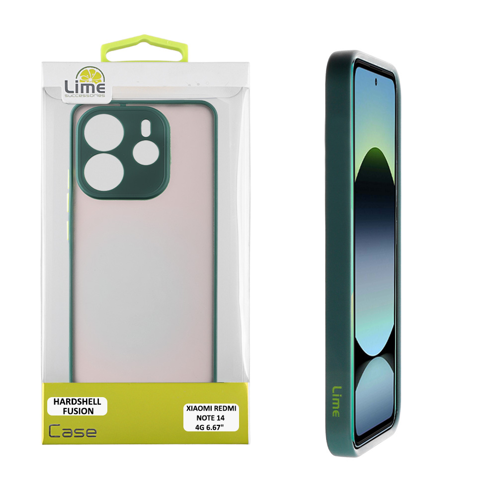 LIME ΘΗΚΗ XIAOMI REDMI NOTE 14 4G 6.67" HARDSHELL FUSION FULL CAMERA PROTECTION GREEN WITH YELLOW KEYS