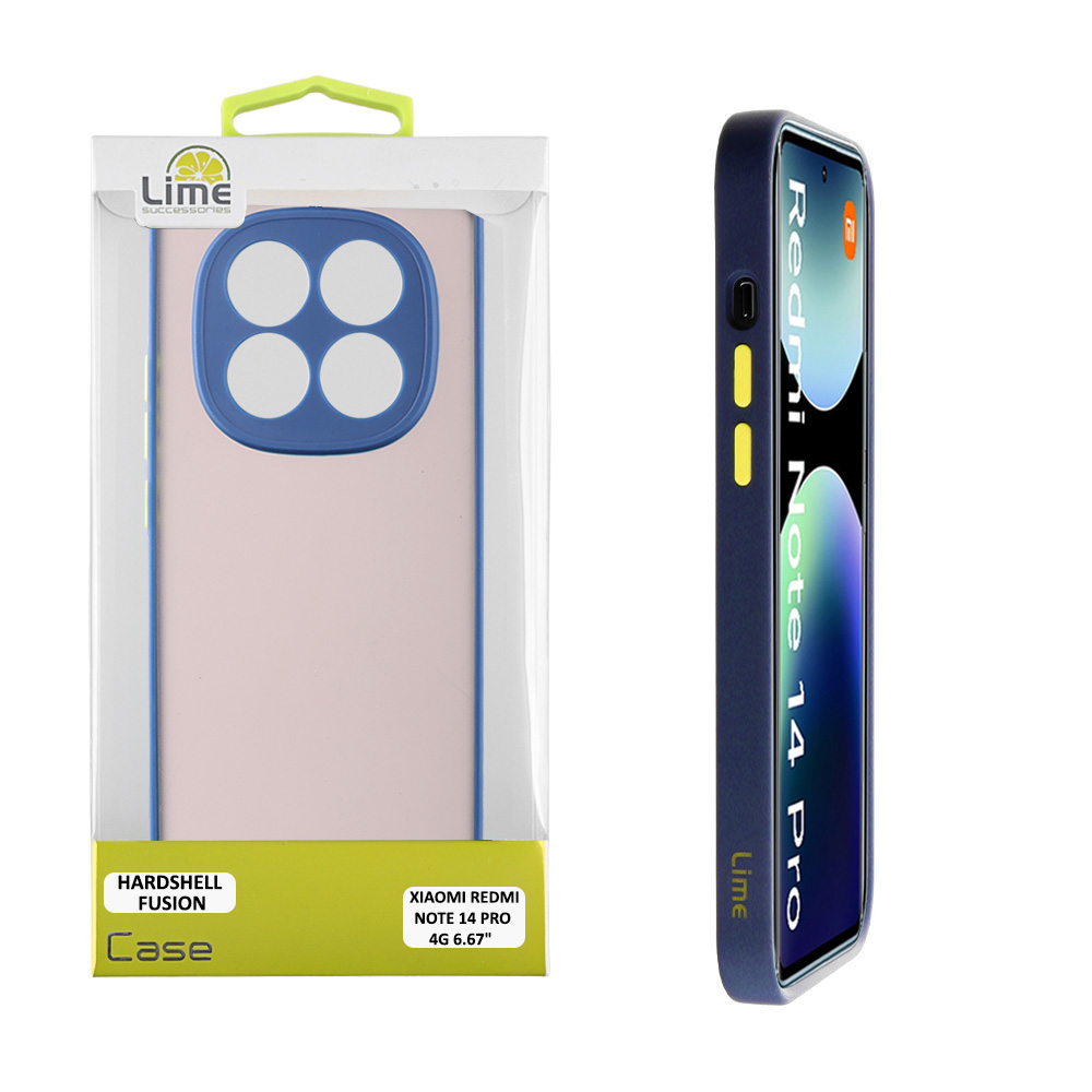 LIME ΘΗΚΗ XIAOMI REDMI NOTE 14 PRO 4G 6.67" HARDSHELL FUSION FULL CAMERA PROTECTION BLUE WITH YELLOW KEYS