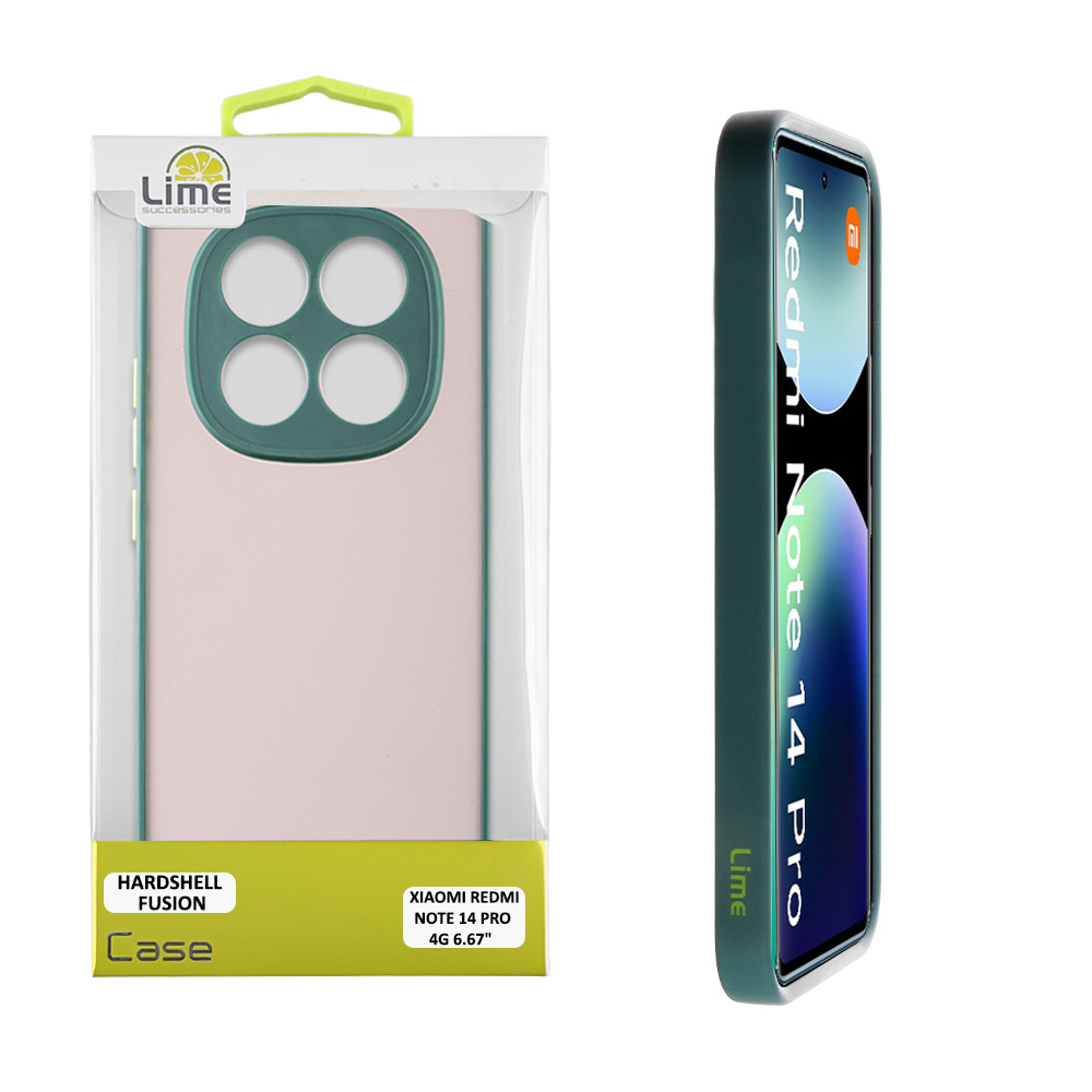 LIME ΘΗΚΗ XIAOMI REDMI NOTE 14 PRO 4G 6.67" HARDSHELL FUSION FULL CAMERA PROTECTION GREEN WITH YELLOW KEYS