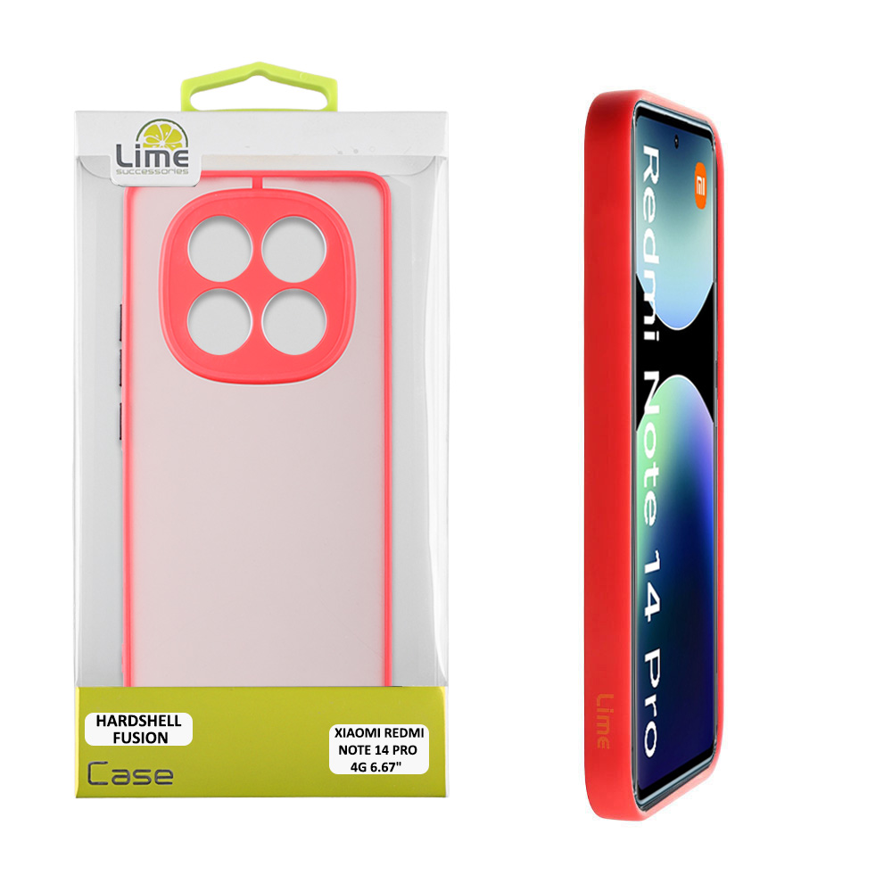 LIME ΘΗΚΗ XIAOMI REDMI NOTE 14 PRO 4G 6.67" HARDSHELL FUSION FULL CAMERA PROTECTION RED WITH BLACK KEYS