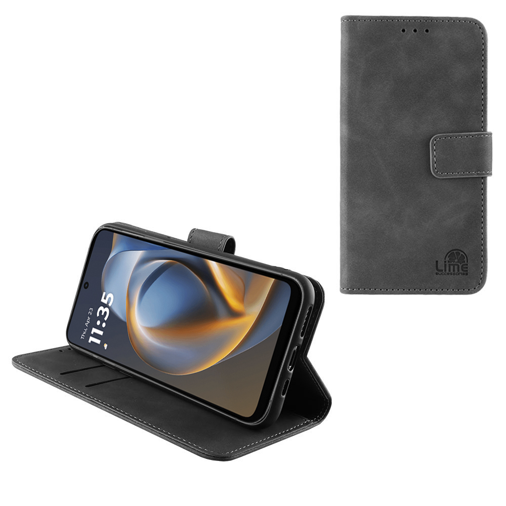 LIME ΘΗΚΗ MOTOROLA MOTO G05 6.67" ESSENTIAL MAGNET BOOK STAND CLIP GREY