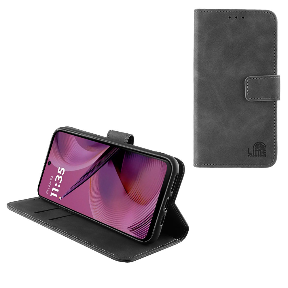 LIME ΘΗΚΗ MOTOROLA MOTO G55 5G 6.49" ESSENTIAL MAGNET BOOK STAND CLIP GREY