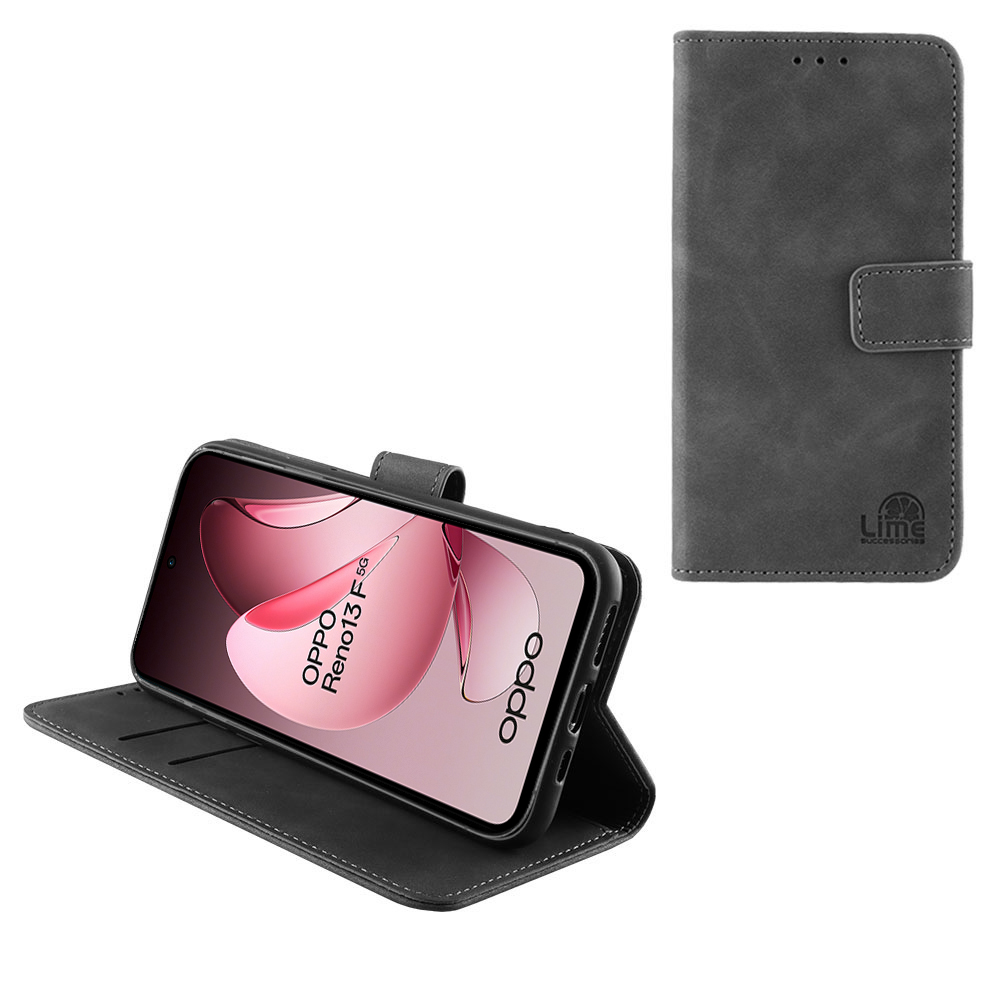 LIME ΘΗΚΗ OPPO RENO13 F 5G 6.67" ESSENTIAL MAGNET BOOK STAND CLIP GREY