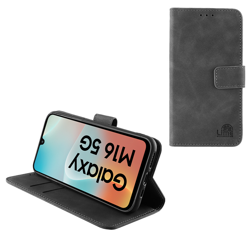 LIME ΘΗΚΗ SAMSUNG M16 5G M166 6.7" ESSENTIAL MAGNET BOOK STAND CLIP GREY