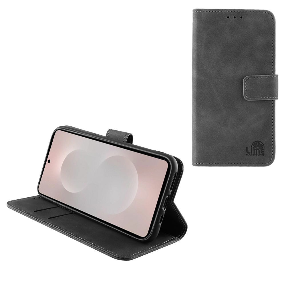 LIME ΘΗΚΗ SAMSUNG S25 EDGE 5G S937 6.66" ESSENTIAL MAGNET BOOK STAND CLIP GREY