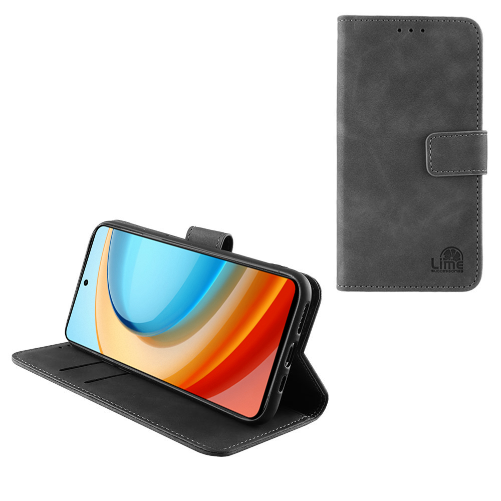 LIME ΘΗΚΗ ZTE BLADE A75 5G 6.6" ESSENTIAL MAGNET BOOK STAND CLIP GREY