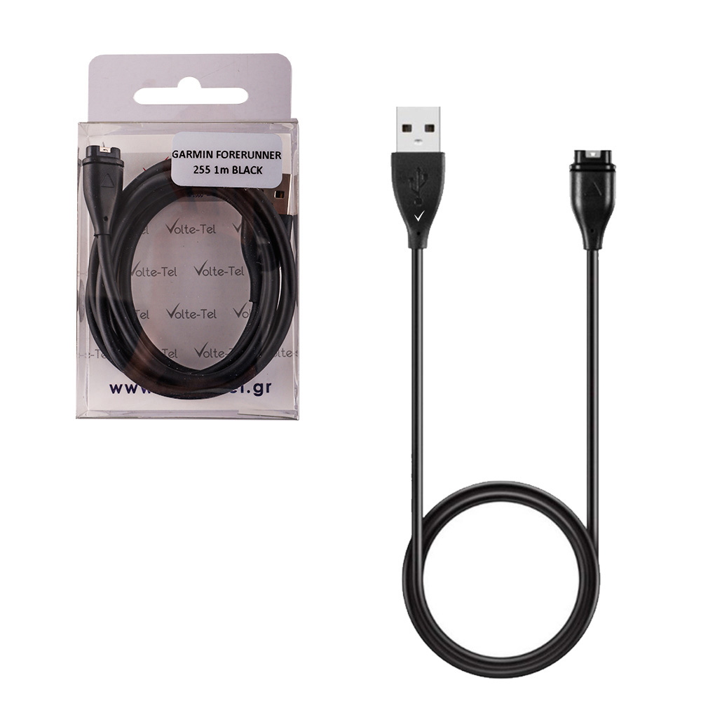 VOLTE-TEL ΚΑΛΩΔΙΟ ΦΟΡΤΙΣΗΣ USB ΓΙΑ GARMIN FORERUNNER 255 1m BLACK