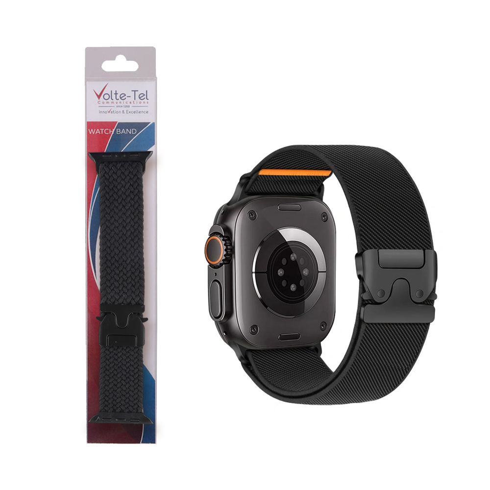 VOLTE-TEL ΛΟΥΡΑΚΙ ΡΟΛΟΓΙΟΥ APPLE WATCH 42/44/45/46/49mm BRAIDED PARACHUTE BUCKLE BLACK VT144
