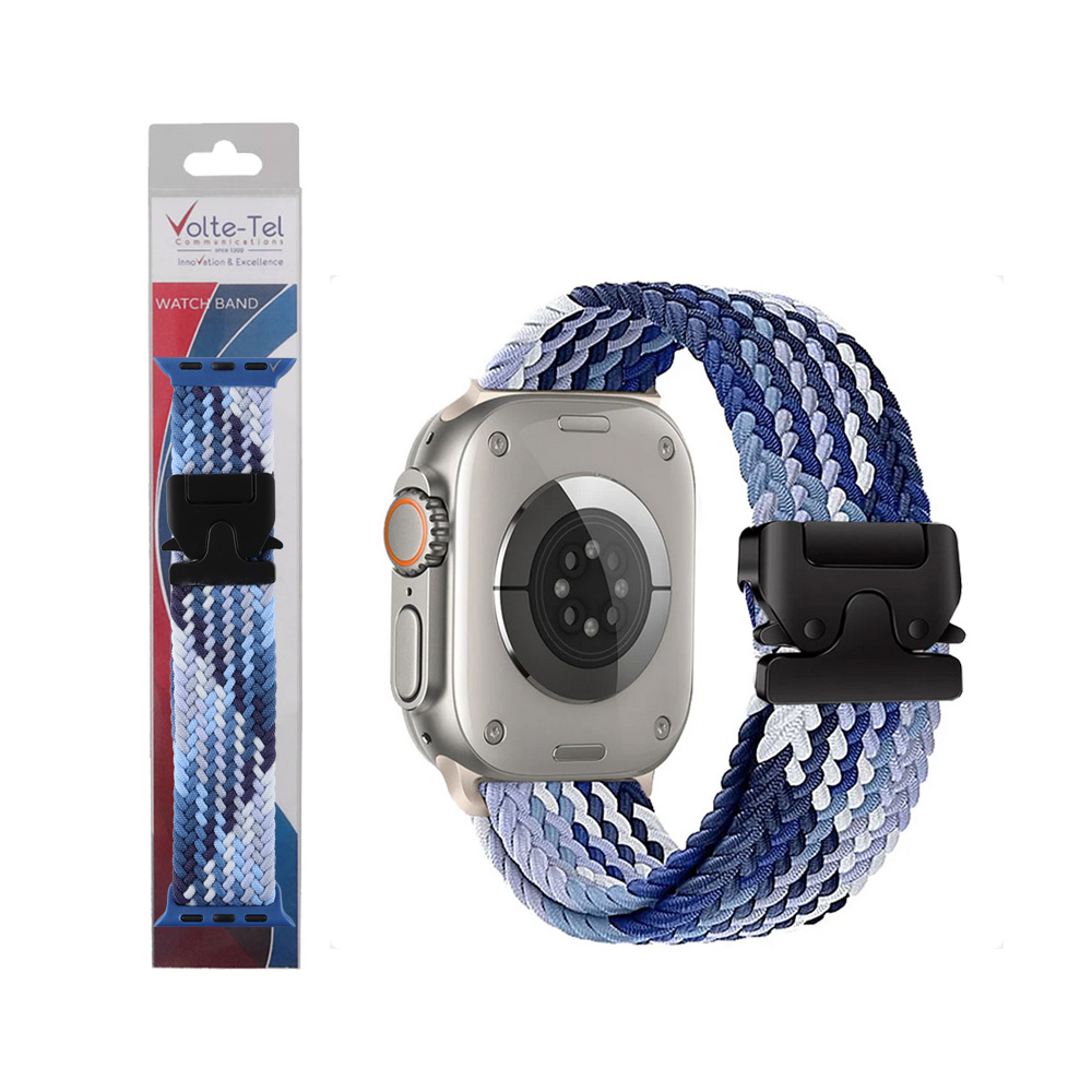 VOLTE-TEL ΛΟΥΡΑΚΙ ΡΟΛΟΓΙΟΥ APPLE WATCH 42/44/45/46/49mm BRAIDED PARACHUTE BUCKLE BLUE-WHITE VT144