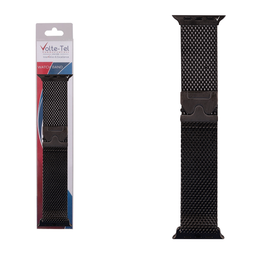 VOLTE-TEL ΛΟΥΡΑΚΙ ΡΟΛΟΓΙΟΥ ΑΝΟΞΕΙΔΩΤΟ ΑΤΣΑΛΙ APPLE WATCH 42/44/45/46/49mm MILANESE PARACHUTE BUCKLE BLACK VT145