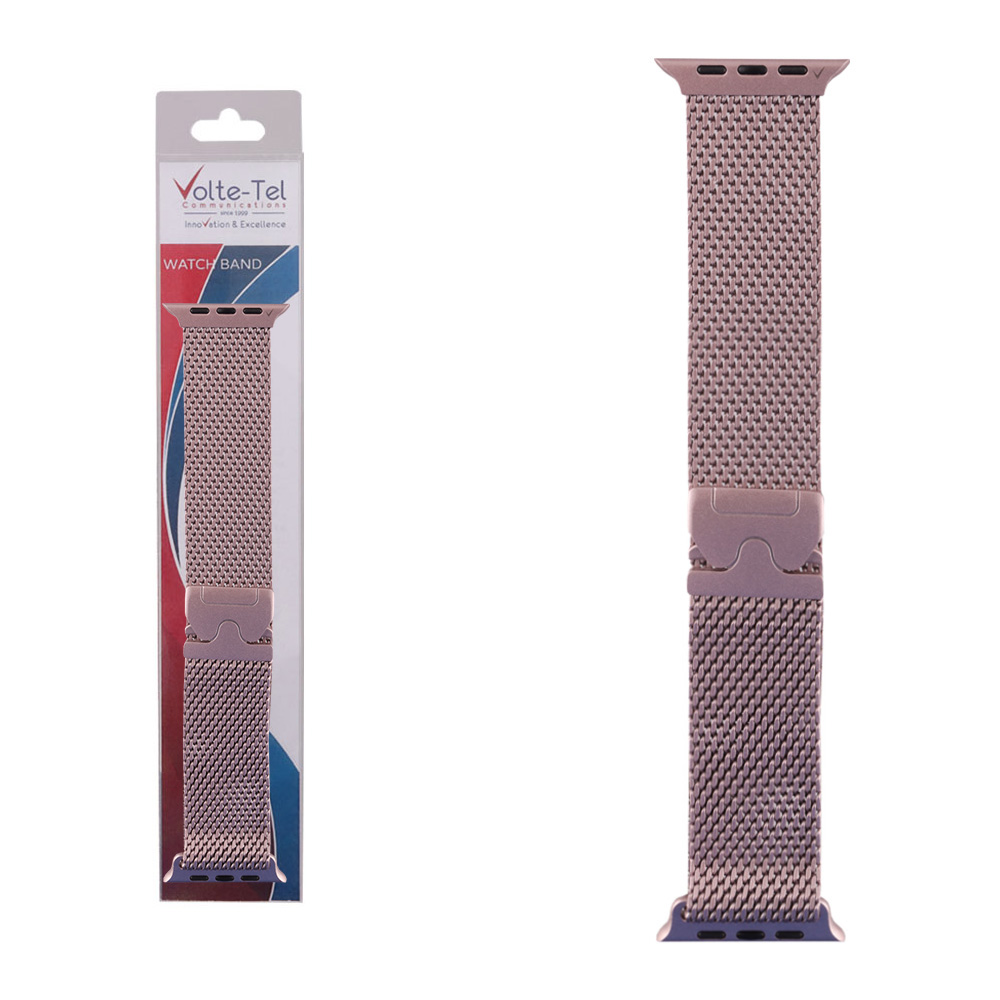 VOLTE-TEL ΛΟΥΡΑΚΙ ΡΟΛΟΓΙΟΥ ΑΝΟΞΕΙΔΩΤΟ ΑΤΣΑΛΙ APPLE WATCH 42/44/45/46/49mm MILANESE PARACHUTE BUCKLE PINK VT145