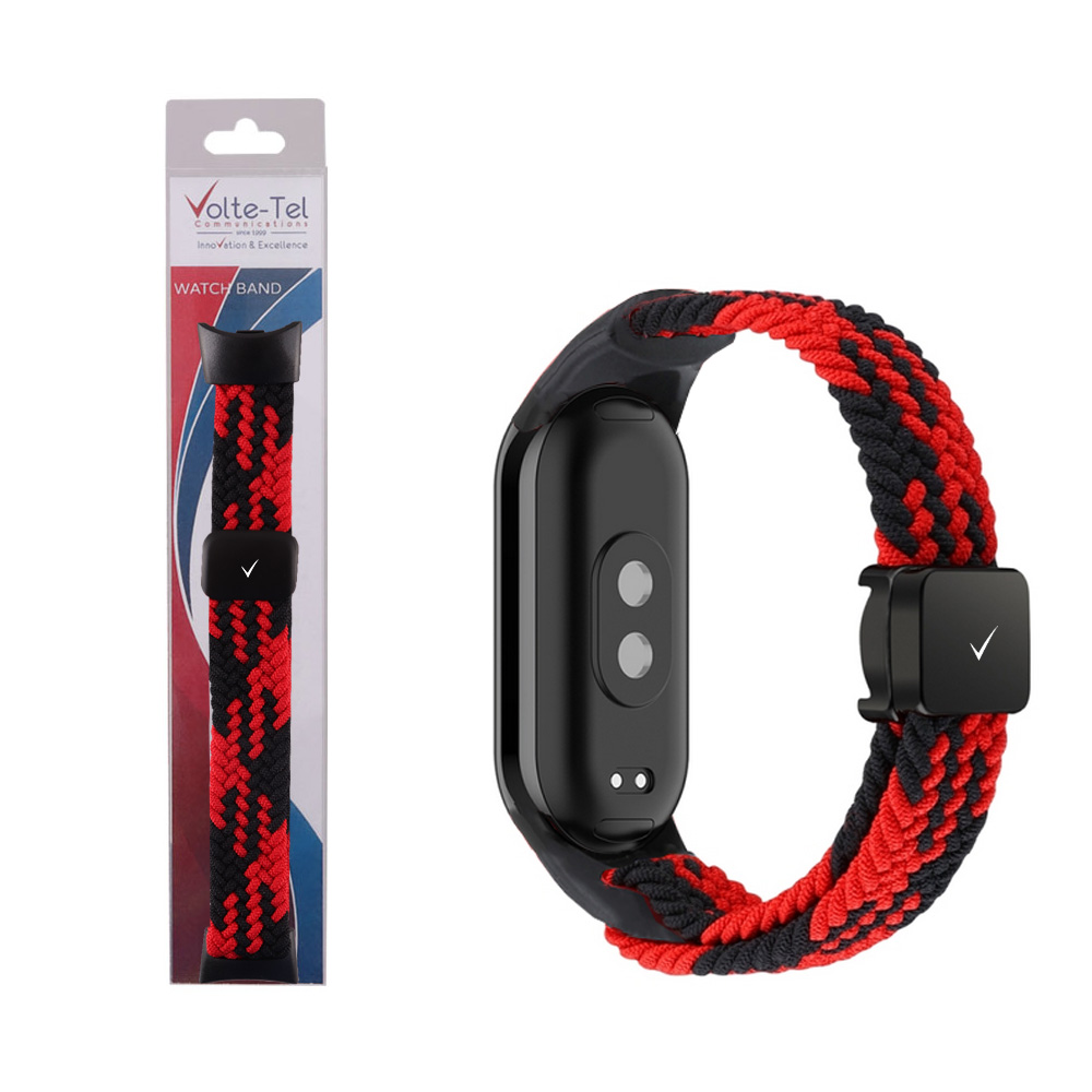 VOLTE-TEL ΛΟΥΡΑΚΙ ΡΟΛΟΓΙΟΥ XIAOMI SMART BAND 8/SMART BAND 9 BRAIDED MAGNETIC BUCKLE BLACK-RED VT148