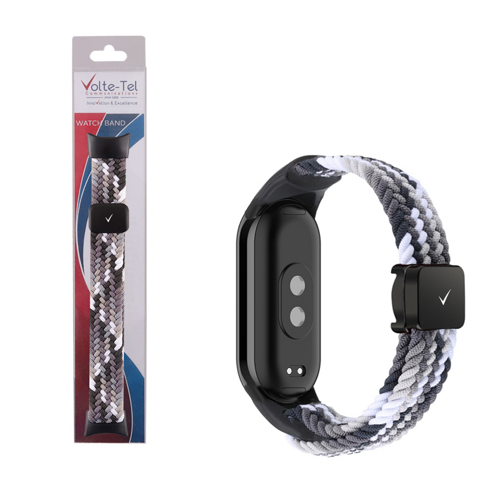 VOLTE-TEL ΛΟΥΡΑΚΙ ΡΟΛΟΓΙΟΥ XIAOMI SMART BAND 8/SMART BAND 9 BRAIDED MAGNETIC BUCKLE BLACK-WHITE VT148
