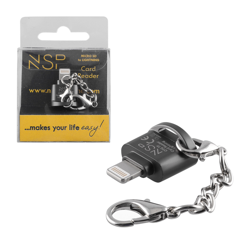 NSP MICRO SD CARD READER COMBO LIGHTNING BLACK