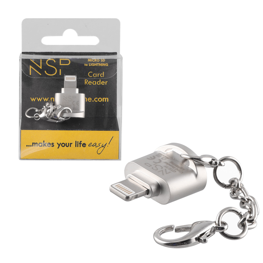 NSP MICRO SD CARD READER COMBO LIGHTNING SILVER
