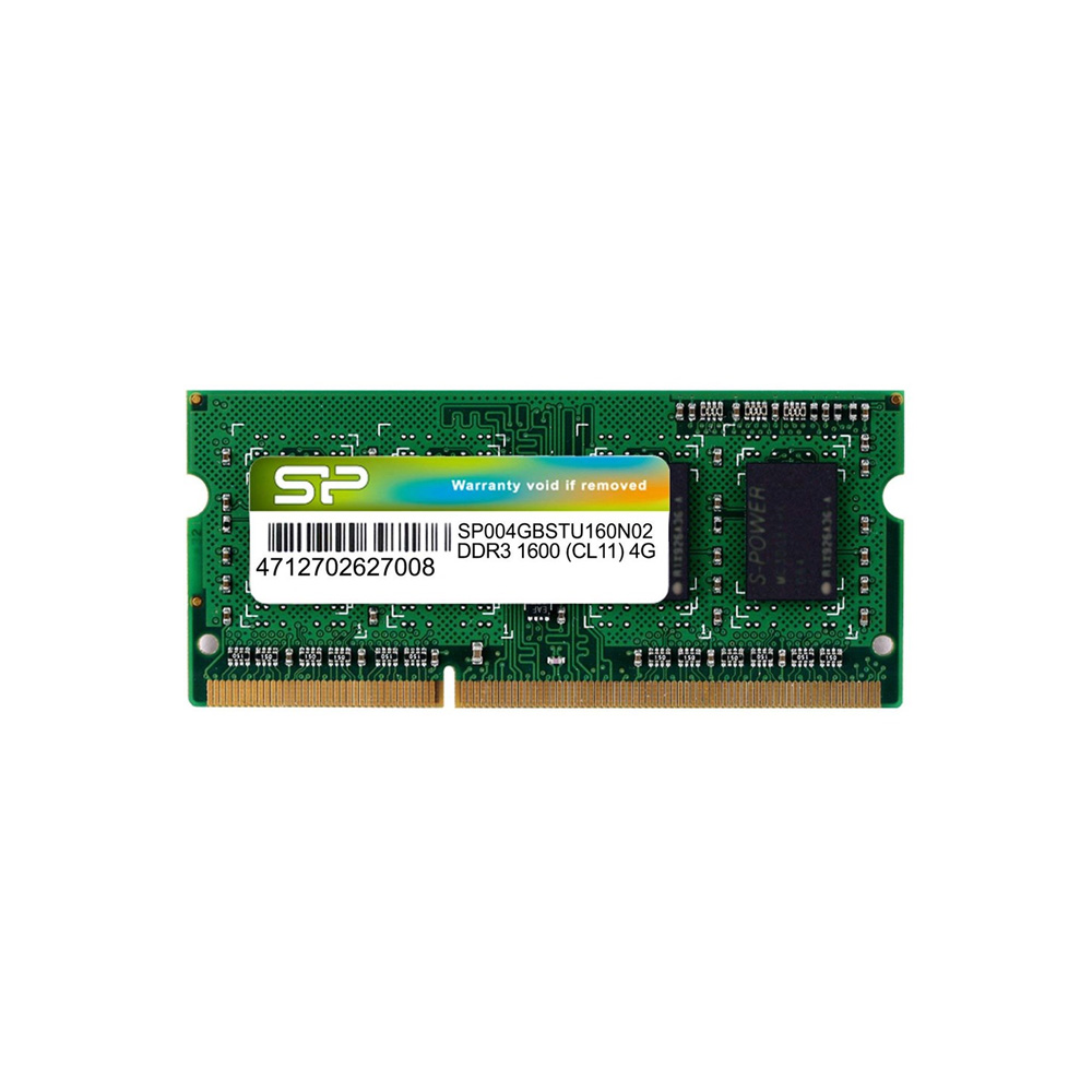 SILICON POWER ΜΝΗΜΗ DDR3 1600 CL11 SO-DIMM 1.5V 4GB 512Mx8 SR 1600MHz SP004GBSTU160N02