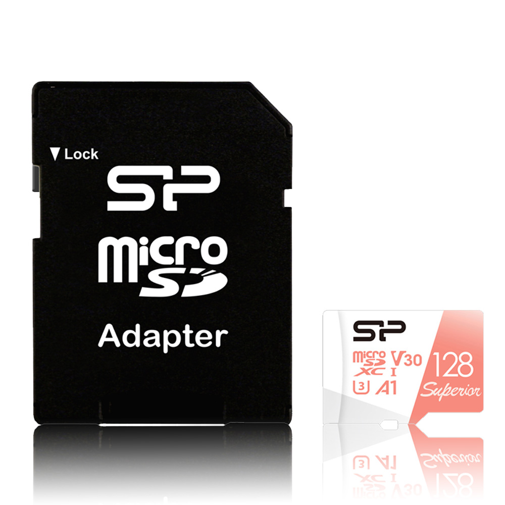 SILICON POWER micro SDXC 128GB CLASS 10 UHS-1 U3 V30 SUPERIOR R100/W80 MB/S + SD ADAPTOR SP128GBSTXDV3V20SP