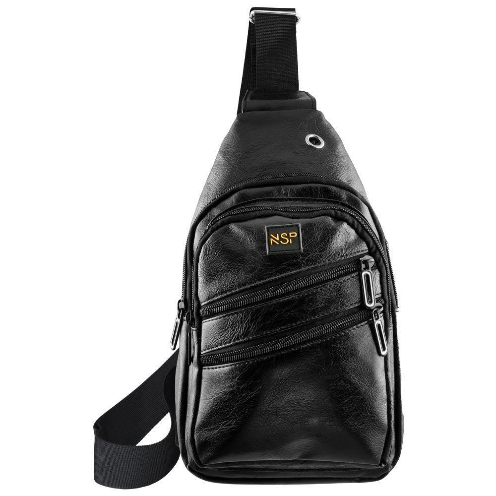 NSP N121 FORCE ΤΣΑΝΤΑΚΙ CROSSBODY 8.5L ΔΕΡΜΑΤΙΝΟ BLACK