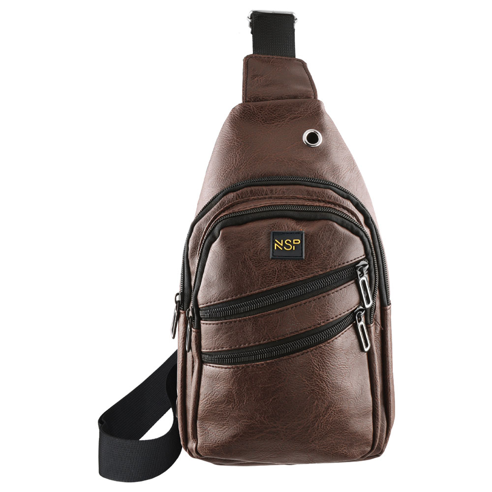 NSP N121 FORCE ΤΣΑΝΤΑΚΙ CROSSBODY 8.5L ΔΕΡΜΑΤΙΝΟ BROWN