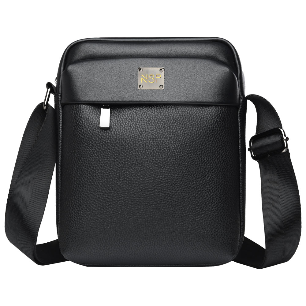 NSP N115 ELEGANT ΤΣΑΝΤΑΚΙ ΩΜΟΥ/ΧΙΑΣΤΙ 6L ΔΕΡΜΑΤΙΝΟ BLACK